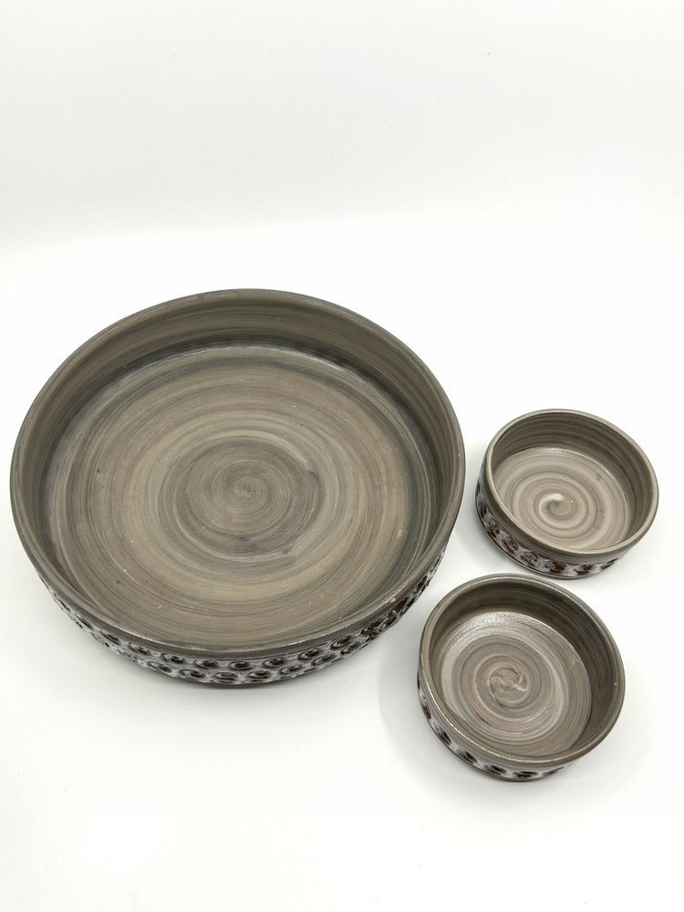 3-teiliges Dekoschalen Set von Søholm, Design Maria Philippi, Dänemark, 60er Jahre – Ansicht von oben mit konzentrischen Glasurmustern.