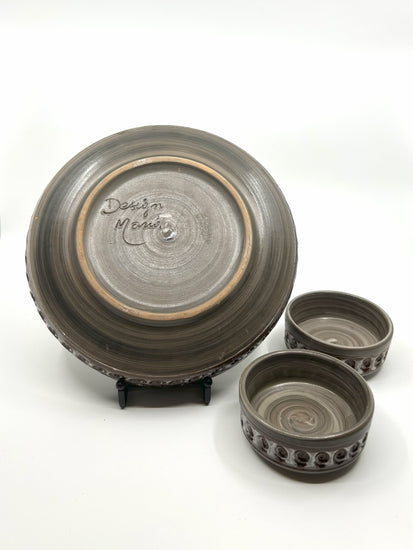 Bodenmarkierung ‚Design Maria‘ auf Søholm Keramik Schalen, 1960er Jahre – handgefertigtes Dekoschalen Set im dänischen Mid-Century Modern Stil