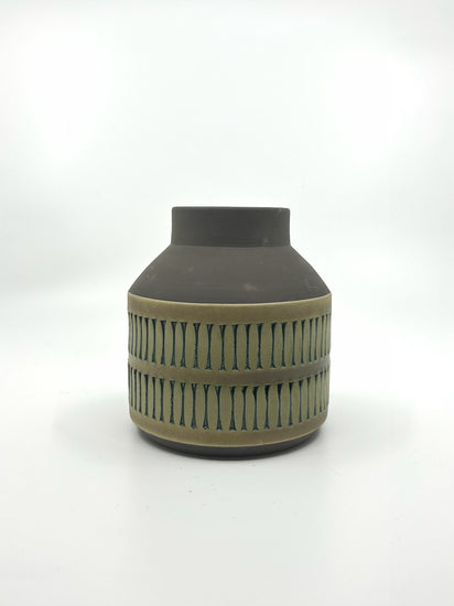 Schwedische Tomas Anagrius Vase, Keramikdesign der 60er Jahre mit geometrischem Muster, Alingsås Studio, Mid Century Modern.