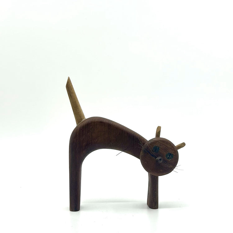 TEAK DEKOFIGUR KATZE