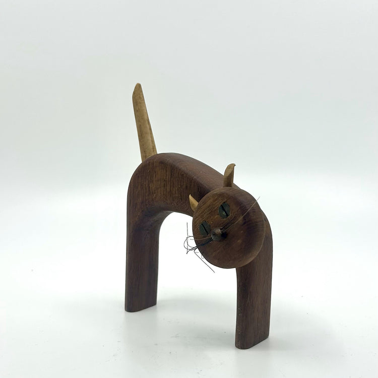 TEAK DEKOFIGUR KATZE