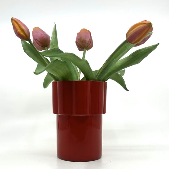 Karin Björquist Vase Konnex  in rot Gustavsberg Schweden