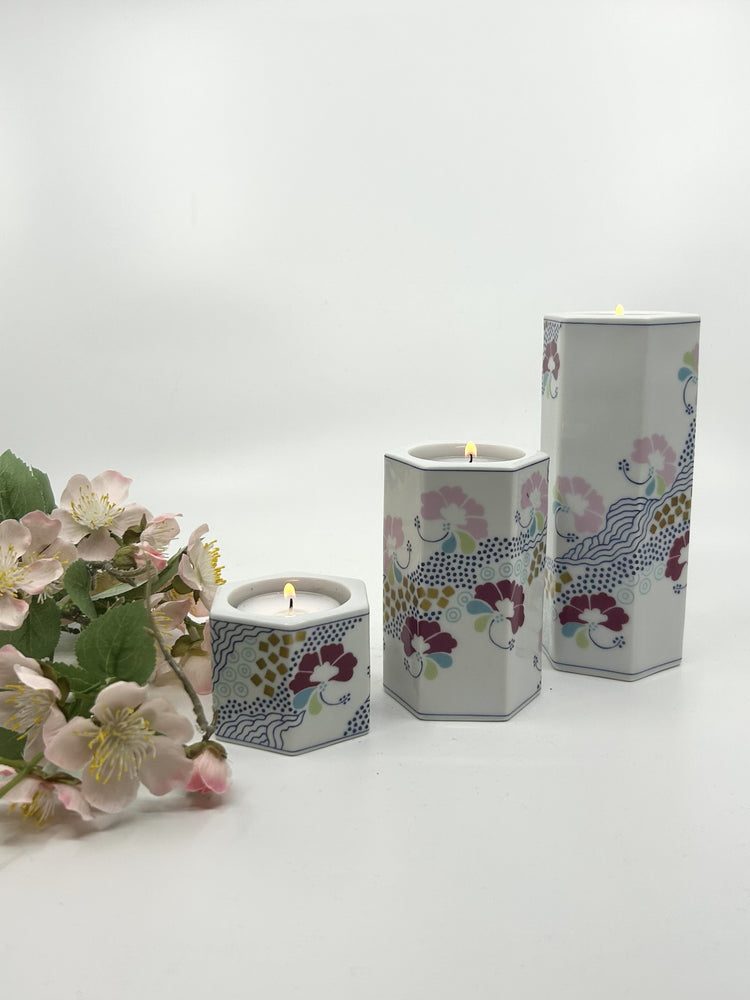 Set aus drei Porzellan-Kerzenständern der Serie Prisme von Annegrete Halling-Koch, Bing & Grøndahl, Dänemark, skandinavische Moderne der 1980er Jahre