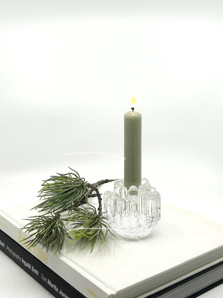 Göran Wärff Kerzenständer ‚Polar‘ für Kosta Boda, 1970er Jahre – skandinavisches Glasdesign mit Eisschmelz-Struktur