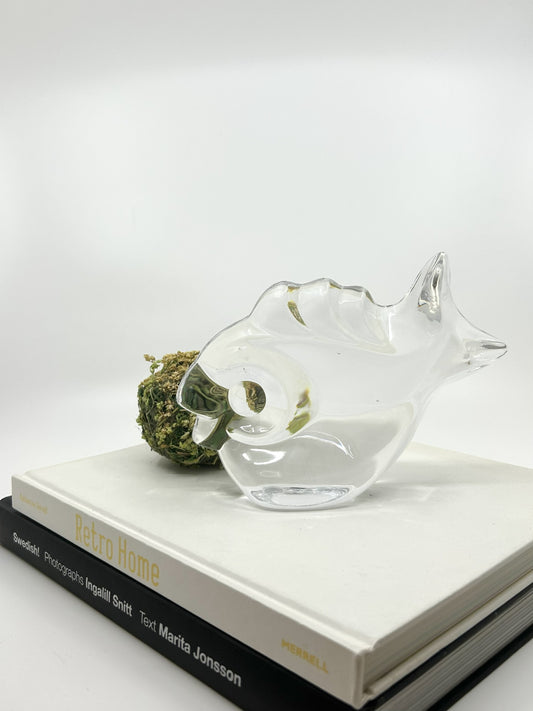 Lars Hellsten Glasfigur ‚Fisch‘ für Orrefors, 1970er Jahre – skandinavisches Designobjekt in klarer, organischer Form