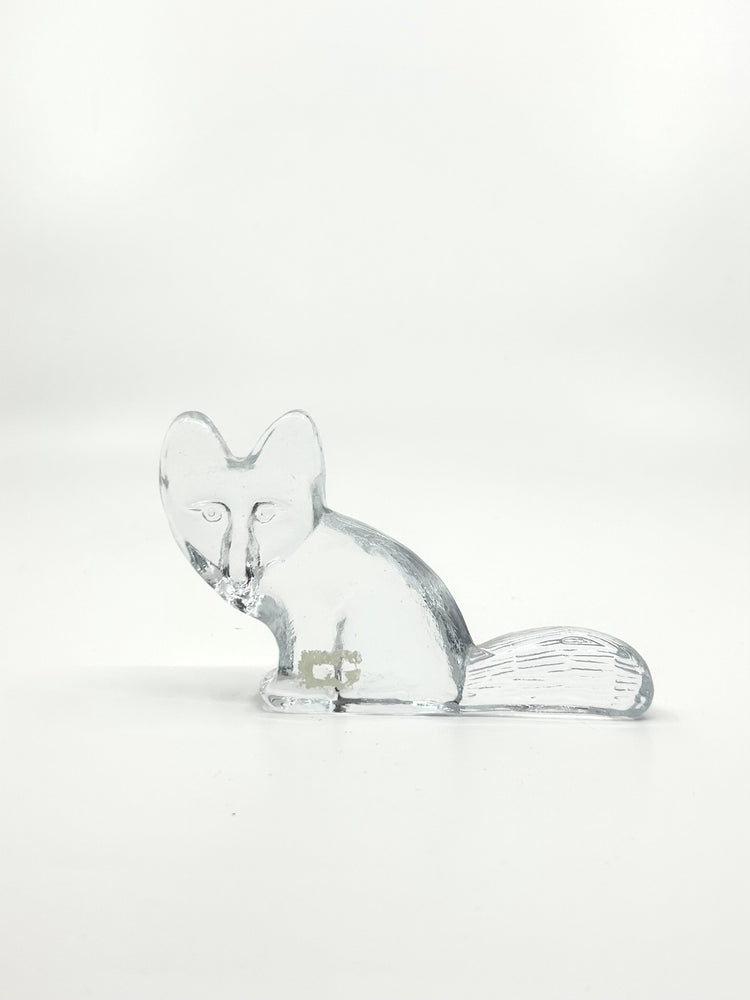 Royal Krona Glasfigur ‚Fuchs‘ von Lisa Larson, schwedisches Design der 1970er Jahre, handgefertigt im Stil der skandinavischen Moderne