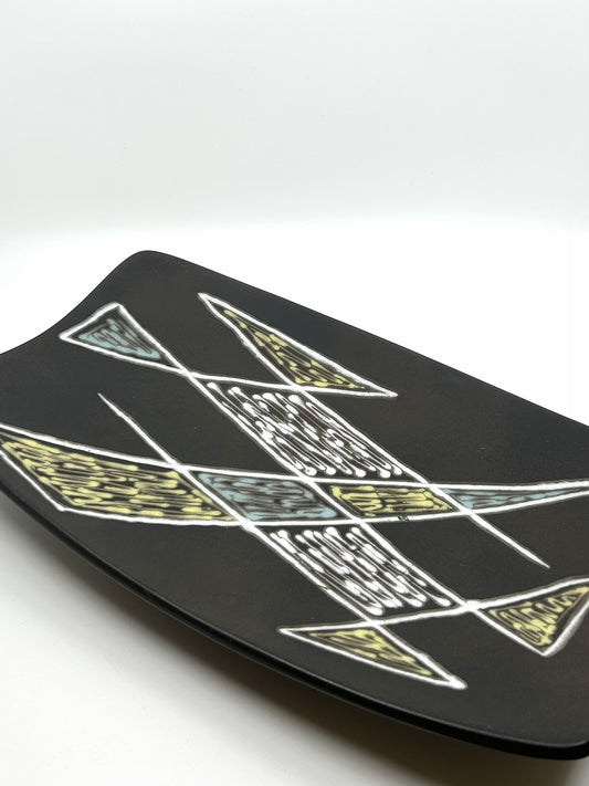 Søholm Keramik Dekoschale Burgundia von Holm Sørensen und Svend Åge Jensen, dänisches Mid-Century-Design der 60er Jahre mit grafischem Dekor