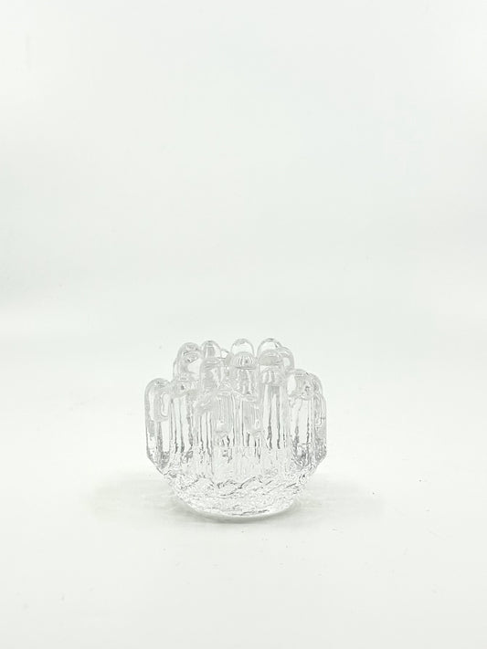 Vintage Kerzenhalter ‚Polar‘ aus klarem Glas von Göran Wärff, Kosta Boda, inspiriert von nordischem Eis und Licht