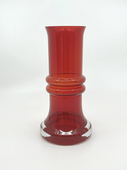 Rote Glasvase Kielo von Tamara Aladin für Riihimäen Lasi Oy, finnisches Vintage-Design der 70er-Jahre, Mid-Century Dekoobjekt