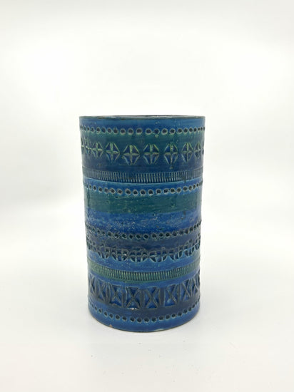 Aldo Londi Bitossi Vase, Keramik in Blau, Mid Century Italien 60s, handgefertigt