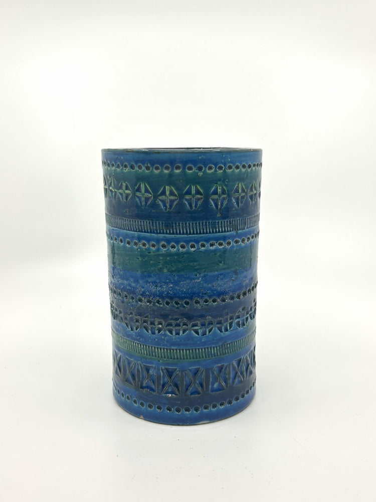 Aldo Londi Bitossi Vase, Keramik in Blau, Mid Century Italien 60s, handgefertigt