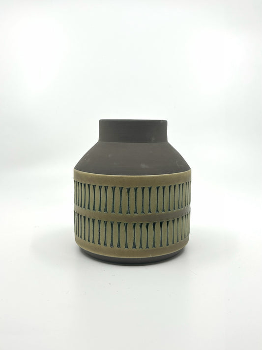 Schwedische Tomas Anagrius Vase, Keramikdesign der 60er Jahre mit geometrischem Muster, Alingsås Studio, Mid Century Modern.