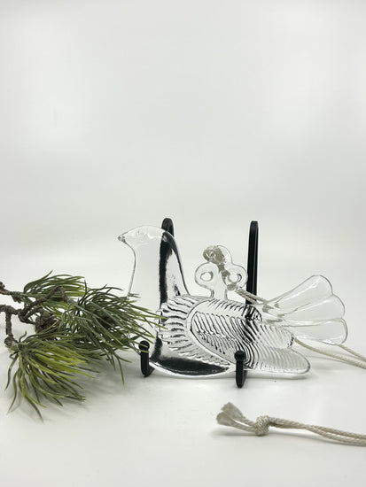 Bertil Vallien Glas-Taube, Kosta Boda Schweden, Vintage Fensterdeko aus klarem Glas, skandinavisches Design der 70er Jahre