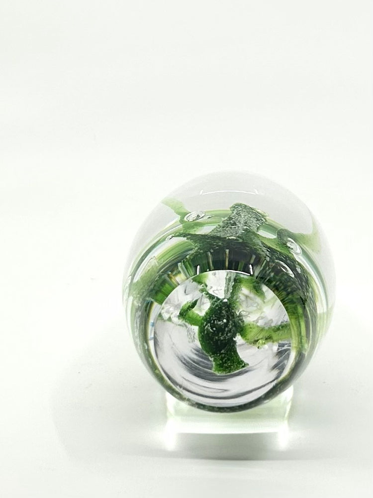 Detailansicht der Signatur, Glasvase Sjögräs von Vicke Lindstrand, schwedisches Vintage-Design der 60er-Jahre, Mid-Century-Stil