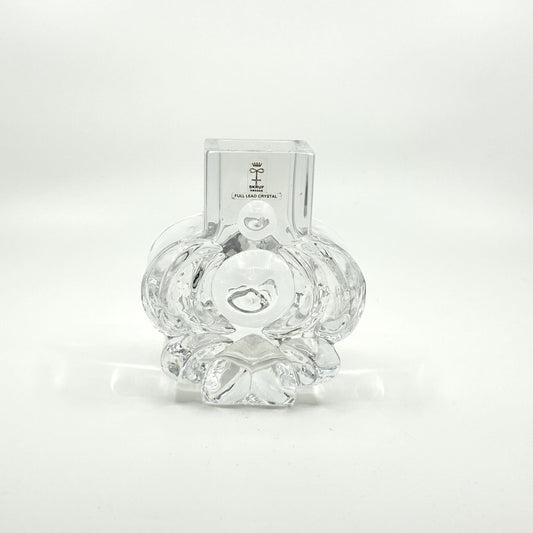 Skruf Glasvase : Transparente Kristallglasvase in Blumenform mit quadratischem Hals – hochwertige schwedische Glaskunst und dekoratives Design