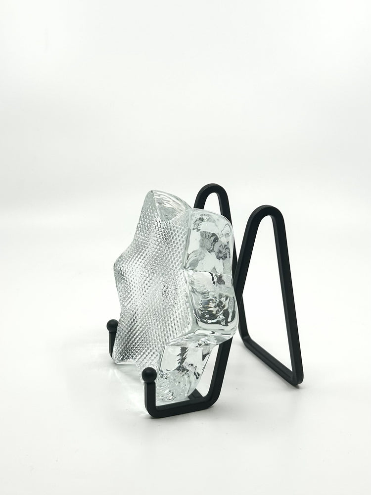 Rückansicht sternförmiger Glas-Kerzenhalter von Bengt Orup, Hyllinge Glasbruk, skandinavisches Mid-Century-Design aus den 1960er Jahren