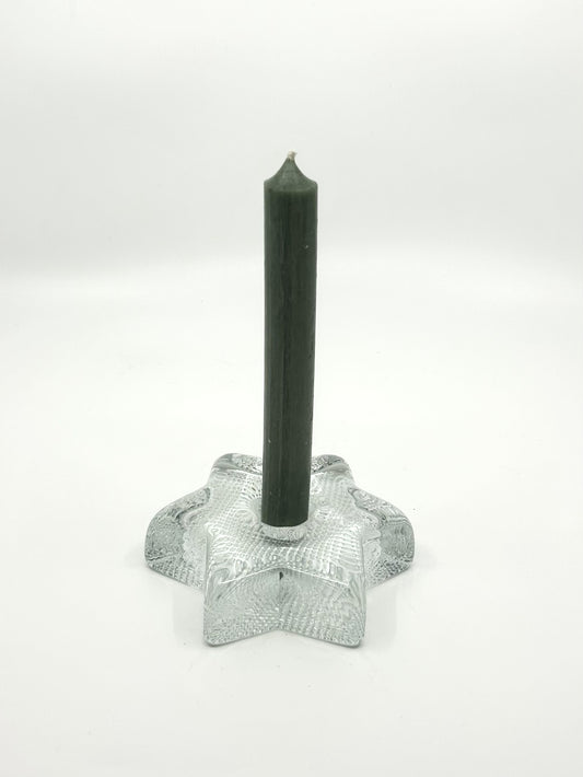 Bengt Orup Kerzenständer aus Glas, Hyllinge Glasbruk, 1960er Jahre – skandinavische Moderne mit sternförmigem Design