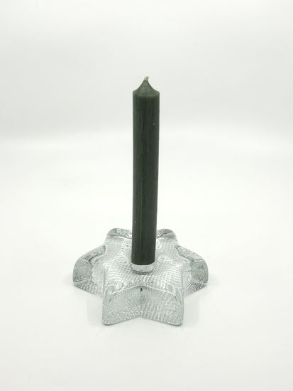 Bengt Orup Kerzenständer aus Glas, Hyllinge Glasbruk, 1960er Jahre – skandinavische Moderne mit sternförmigem Design