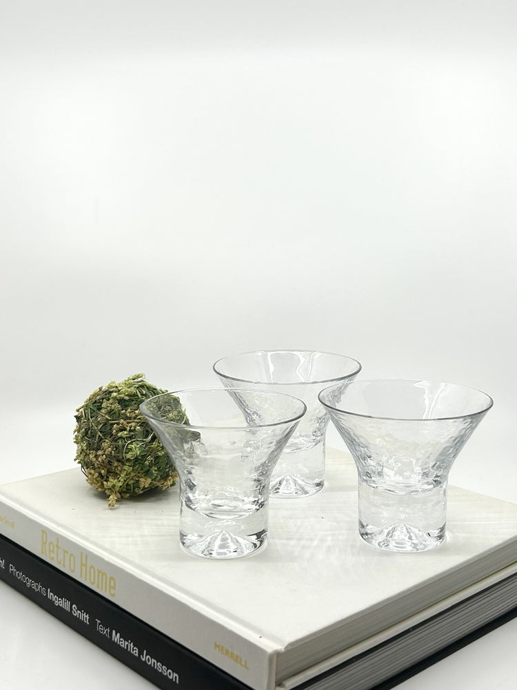 Göran Wärff Rustica Gläser, Pukeberg Schweden, skandinavisches Glasdesign der 60er Jahre mit handgefertigter Struktu