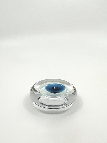 Glasobjekt von Hanne Dreutler & Arthur Zirnsack für Studio Åhus – skandinavische Moderne der 1980er Jahre mit harmonischem Farbspiel in blau