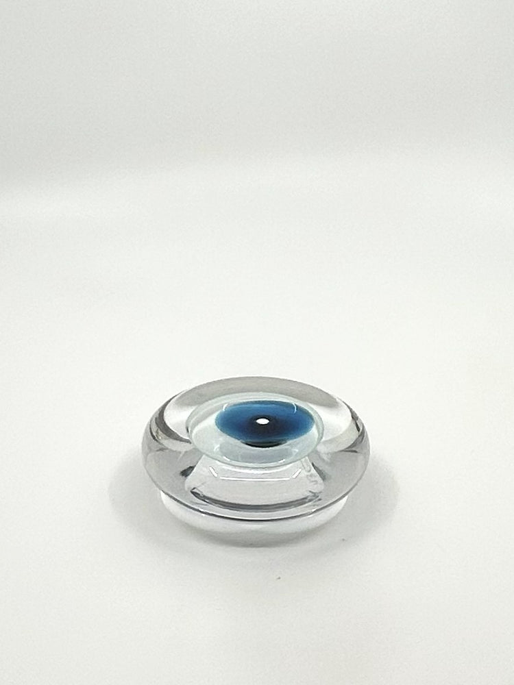 Glasobjekt von Hanne Dreutler & Arthur Zirnsack für Studio Åhus – skandinavische Moderne der 1980er Jahre mit harmonischem Farbspiel in blau