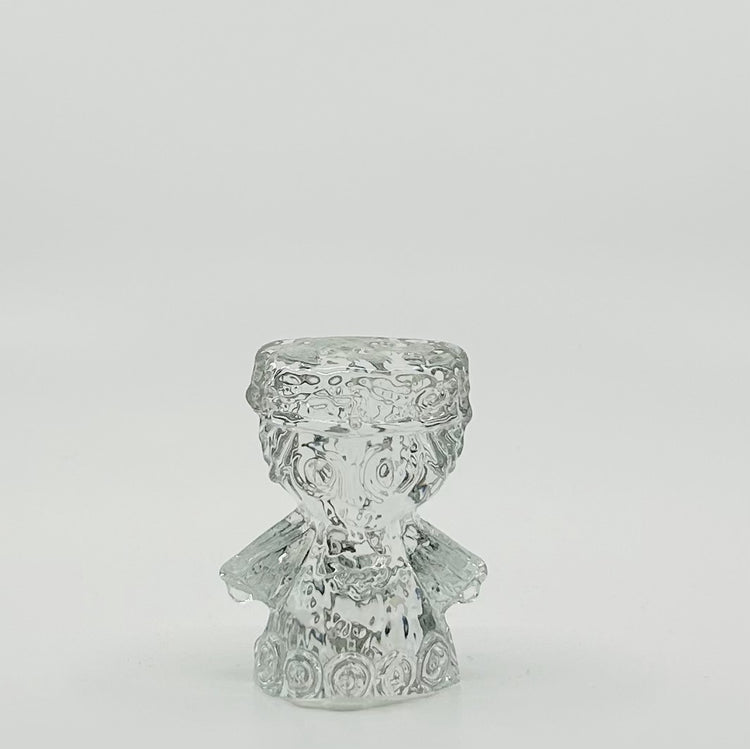 Vintage Engel-Figur von Reijmyre Glasbruk, handgefertigt in Schweden – klare Linien und nordische Folklore der 60er Jahre