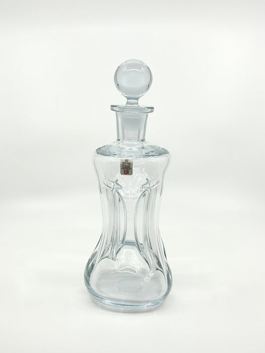 Vintage Holmegaard Kluk Kluk Karaffe aus Dänemark, klares Glasdesign der 60er Jahre mit rundem Stopfen und weichen Linien