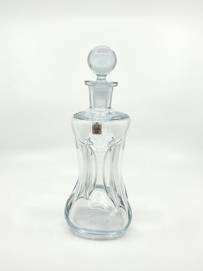 Vintage Holmegaard Kluk Kluk Karaffe aus Dänemark, klares Glasdesign der 60er Jahre mit rundem Stopfen und weichen Linien