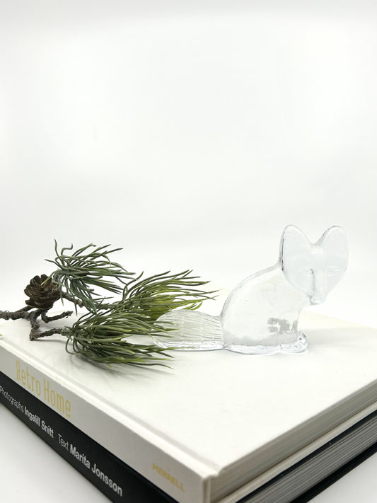 Lisa Larson Fuchsfigur aus Glas für Royal Krona, 1970er Jahre – skandinavisches Design mit klarer, minimalistischer Formensprache