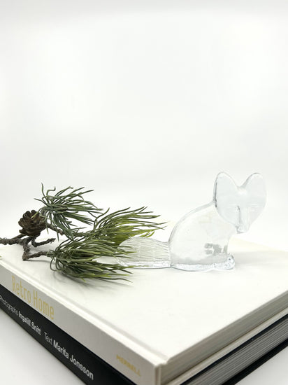 Lisa Larson Fuchsfigur aus Glas für Royal Krona, 1970er Jahre – skandinavisches Design mit klarer, minimalistischer Formensprache