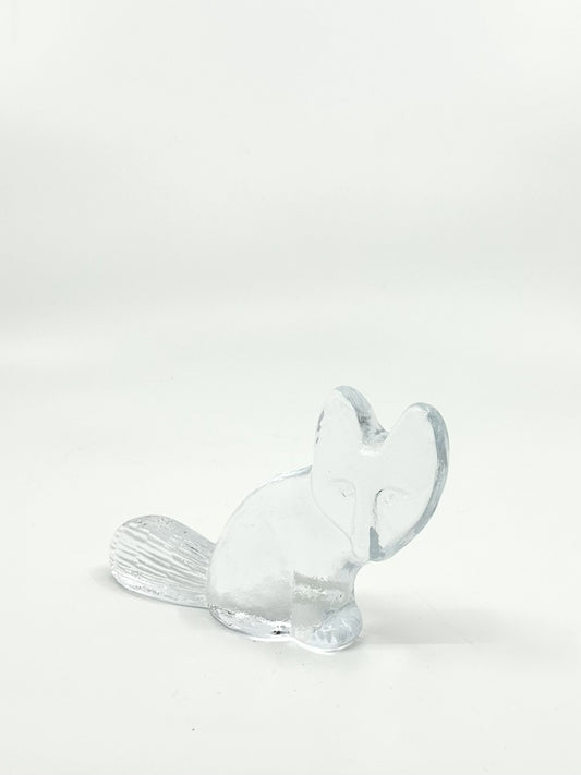 Vintage Glasfigur eines Fuchses von Lisa Larson, Royal Krona, 70er Jahre – nordische Moderne mit sanft modellierten Linien