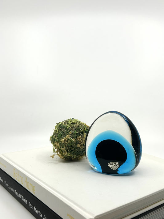 Ronneby Briefbeschwerer aus blauem Glas, Schweden – handgefertigtes skandinavisches Design der 1960er Jahre im Stil der Mid Century Moderne