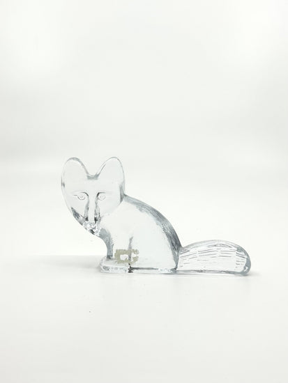 Royal Krona Glasfigur ‚Fuchs‘ von Lisa Larson, schwedisches Design der 1970er Jahre, handgefertigt im Stil der skandinavischen Moderne