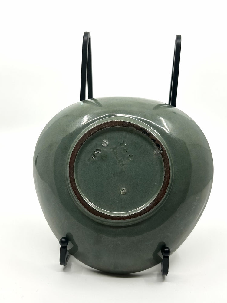 Rückansicht Signierte Upsala-Ekeby Keramikschale von Vicke Lindstrand, 60er Jahre, skandinavische Handwerkskunst mit charakteristischer Glasur