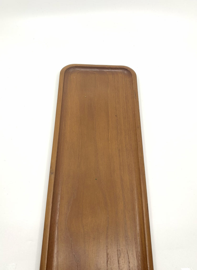 Vintage Holztablett von Karl Holmberg, Schweden – minimalistisches Teak-Design der 60er Jahre, ideal für Kerzen oder Dekoarrangements