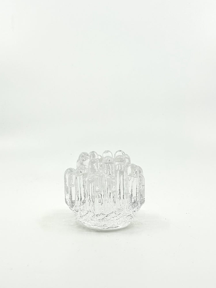 Vintage Kerzenhalter ‚Polar‘ aus klarem Glas von Göran Wärff, Kosta Boda, inspiriert von nordischem Eis und Licht