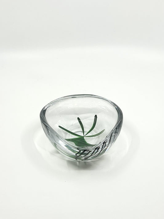 Vintage Glas-Schale von Vicke Lindstrand, Kosta Boda – skandinavisches Design der 50er Jahre mit eingearbeiteten Farbdetails