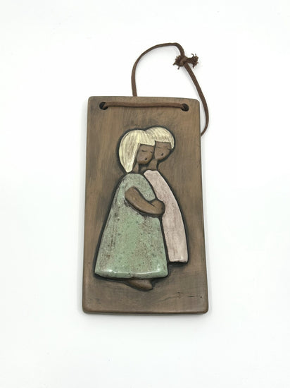 Vintage Wanddeko aus Keramik mit Kindermotiv, entworfen von Dagny Zackrisson für Christina Keramik, Schweden, 1960er Jahre